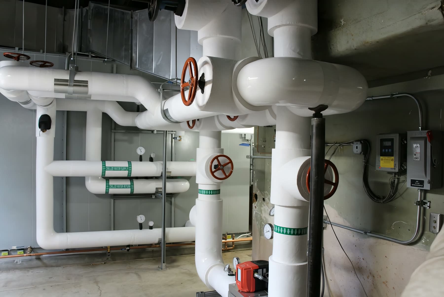 Couts central plant piping, valves, and gauges